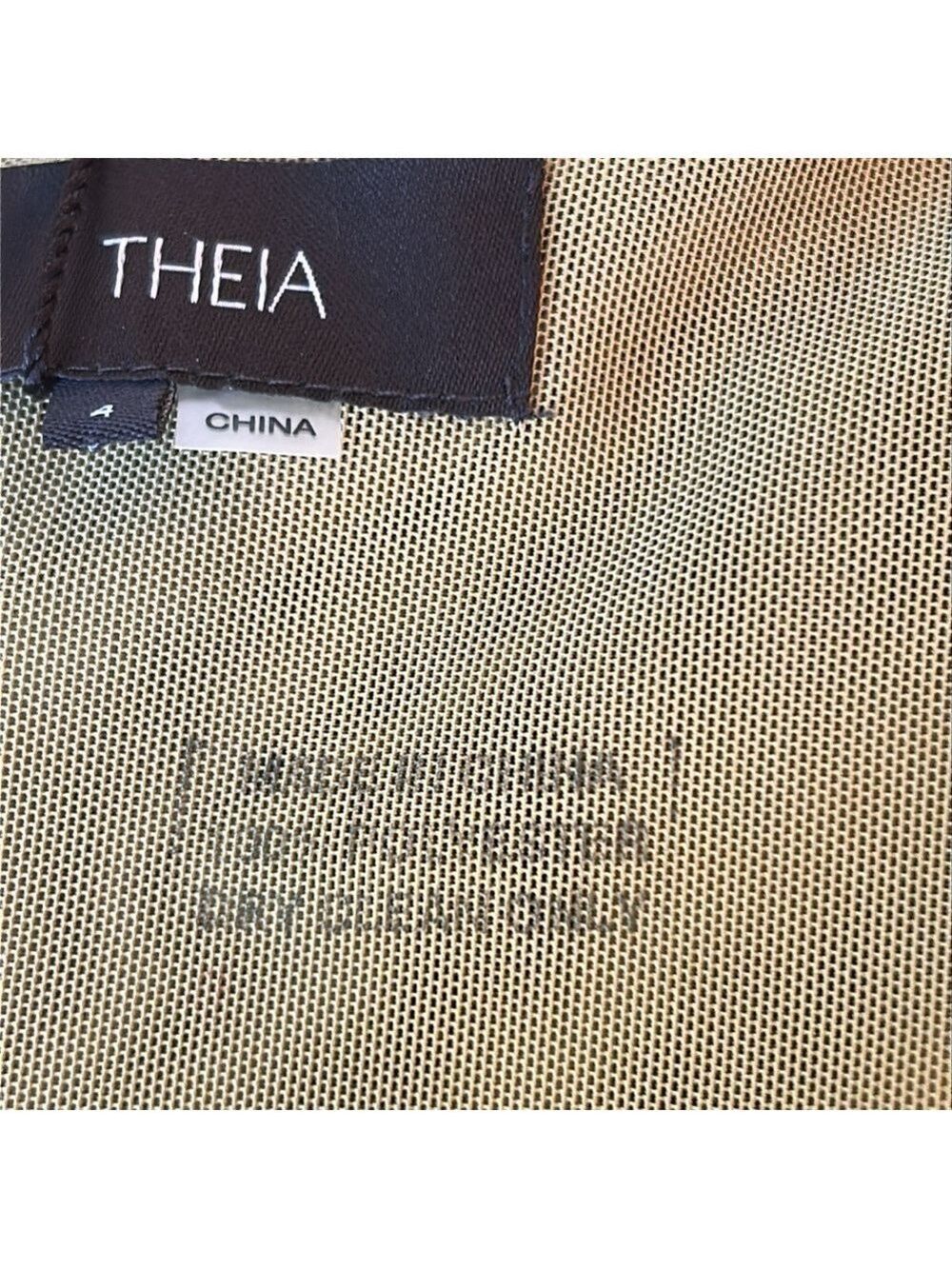 Theia Green Sequin Mesh Faux Wrap MIDI Dress 3/4 Length Sleeve Size 4 NWT - Picture 12 of 12